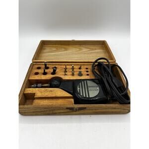 Vintage Burgess Vibro-Tool De Luxe Engraving Set Original Wood Case w Bits